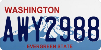 WA license plate AWY2988