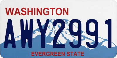 WA license plate AWY2991