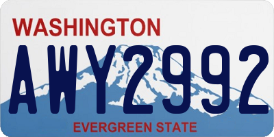 WA license plate AWY2992