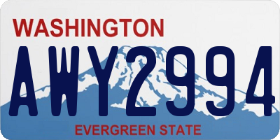 WA license plate AWY2994