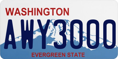 WA license plate AWY3000