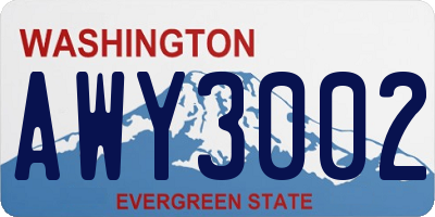WA license plate AWY3002
