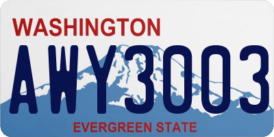 WA license plate AWY3003