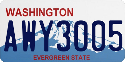 WA license plate AWY3005