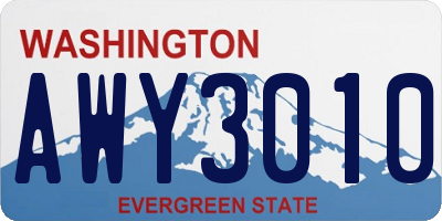 WA license plate AWY3010