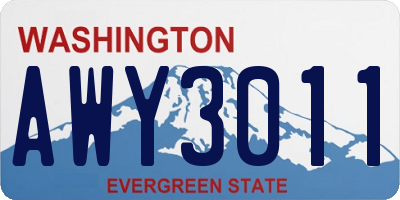 WA license plate AWY3011