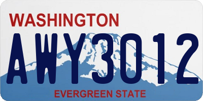 WA license plate AWY3012