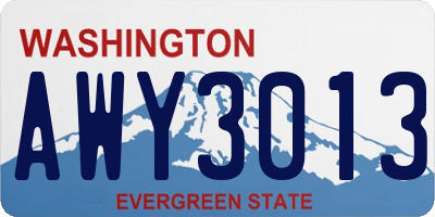 WA license plate AWY3013