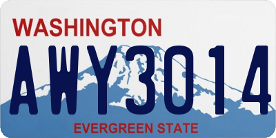 WA license plate AWY3014