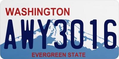 WA license plate AWY3016