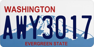 WA license plate AWY3017