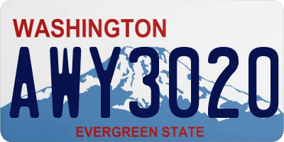 WA license plate AWY3020