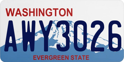 WA license plate AWY3026