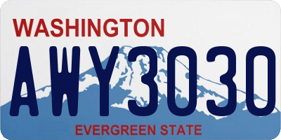 WA license plate AWY3030