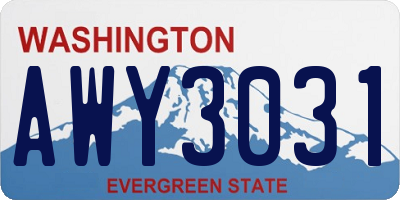 WA license plate AWY3031