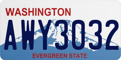 WA license plate AWY3032