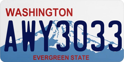 WA license plate AWY3033