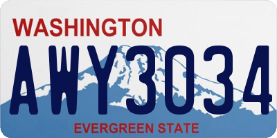 WA license plate AWY3034