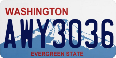 WA license plate AWY3036