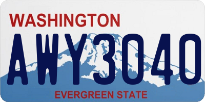 WA license plate AWY3040