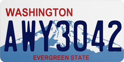 WA license plate AWY3042