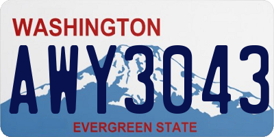 WA license plate AWY3043