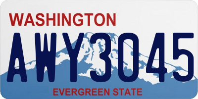 WA license plate AWY3045