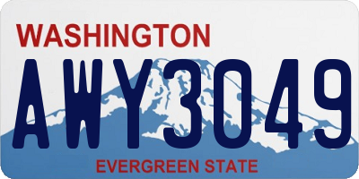 WA license plate AWY3049