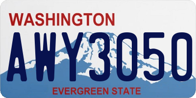 WA license plate AWY3050