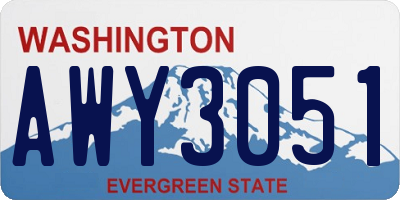 WA license plate AWY3051