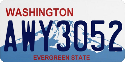 WA license plate AWY3052