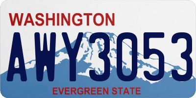 WA license plate AWY3053