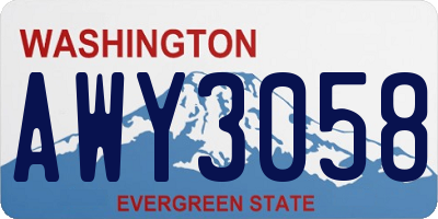 WA license plate AWY3058