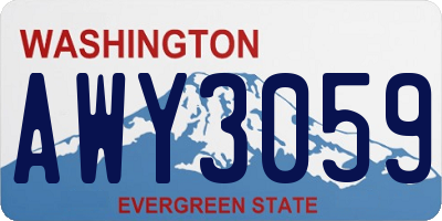 WA license plate AWY3059