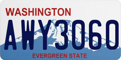 WA license plate AWY3060