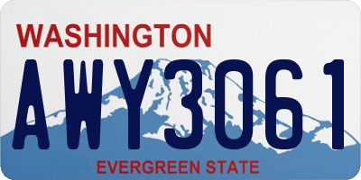 WA license plate AWY3061