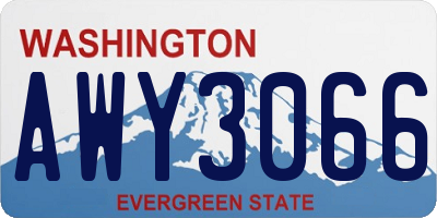 WA license plate AWY3066