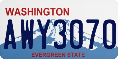 WA license plate AWY3070