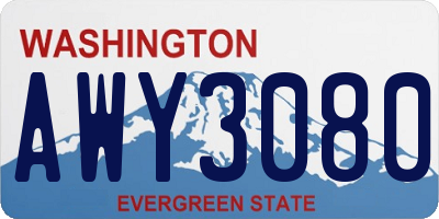 WA license plate AWY3080
