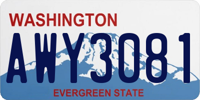 WA license plate AWY3081