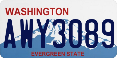 WA license plate AWY3089