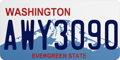 WA license plate AWY3090