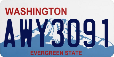 WA license plate AWY3091