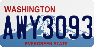 WA license plate AWY3093