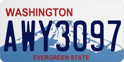WA license plate AWY3097