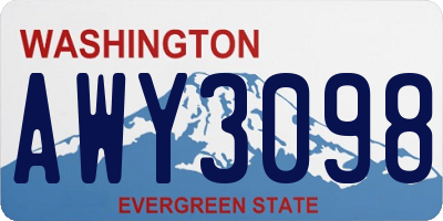 WA license plate AWY3098