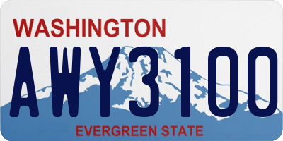WA license plate AWY3100