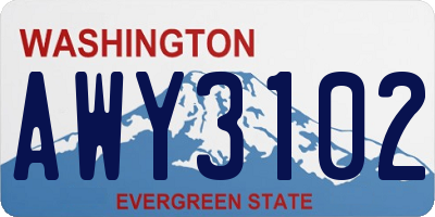 WA license plate AWY3102