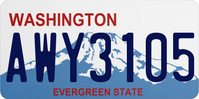 WA license plate AWY3105