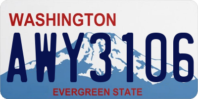 WA license plate AWY3106